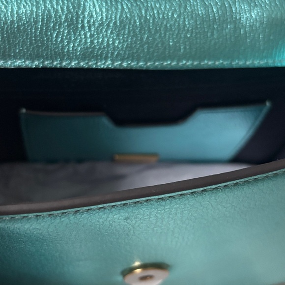 Kate Spade Bijou Metallic Blue & Green Mini Top Handle bag W/ Crossbody Strap - Picture 14 of 17